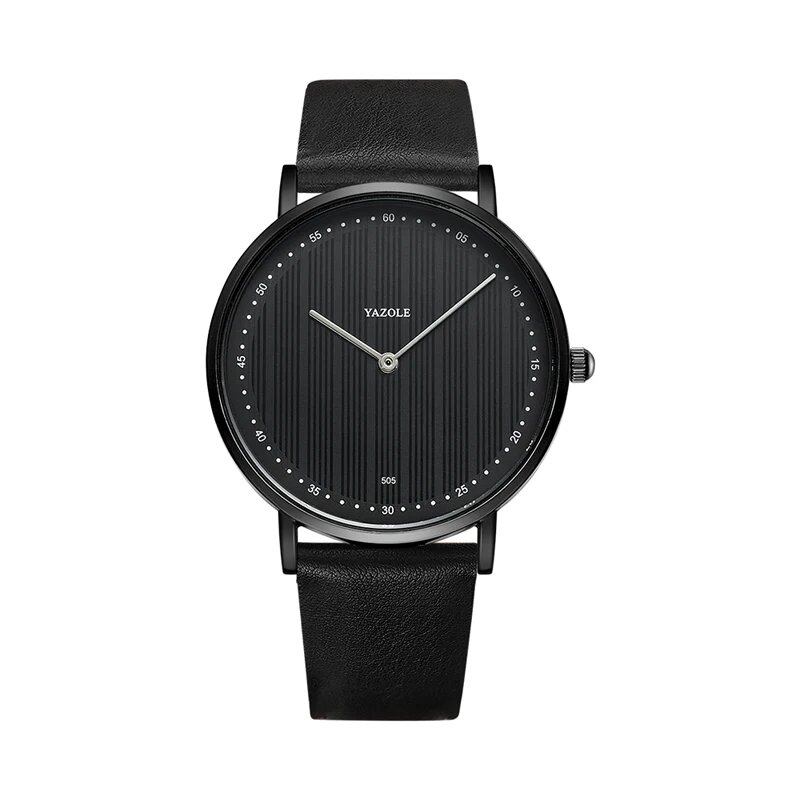 Yazor Top Brand Luxury Men's Watch, Leather Quartz Movement, Business Wristwatch, Casual Clock, Men's Relogio Masculino, Color: Black, Parallel Import