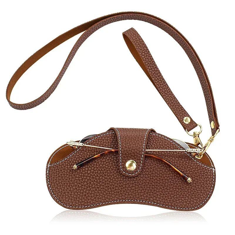 **Stylish PU Leather Eyeglass Case, Portable, Hanging, Sunglasses Storage, Protective Cover**; Ships from: Parallel Import