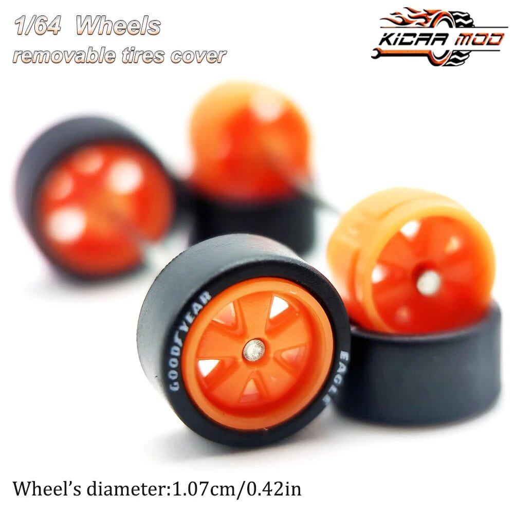 1/64 Scale Rubber Tire Wheels with FUCHS Refit Parts for Diecast Model Cars, Hot Wheels, Matchbox, Tomica, D:11mm, 1 Set, Parallel Import