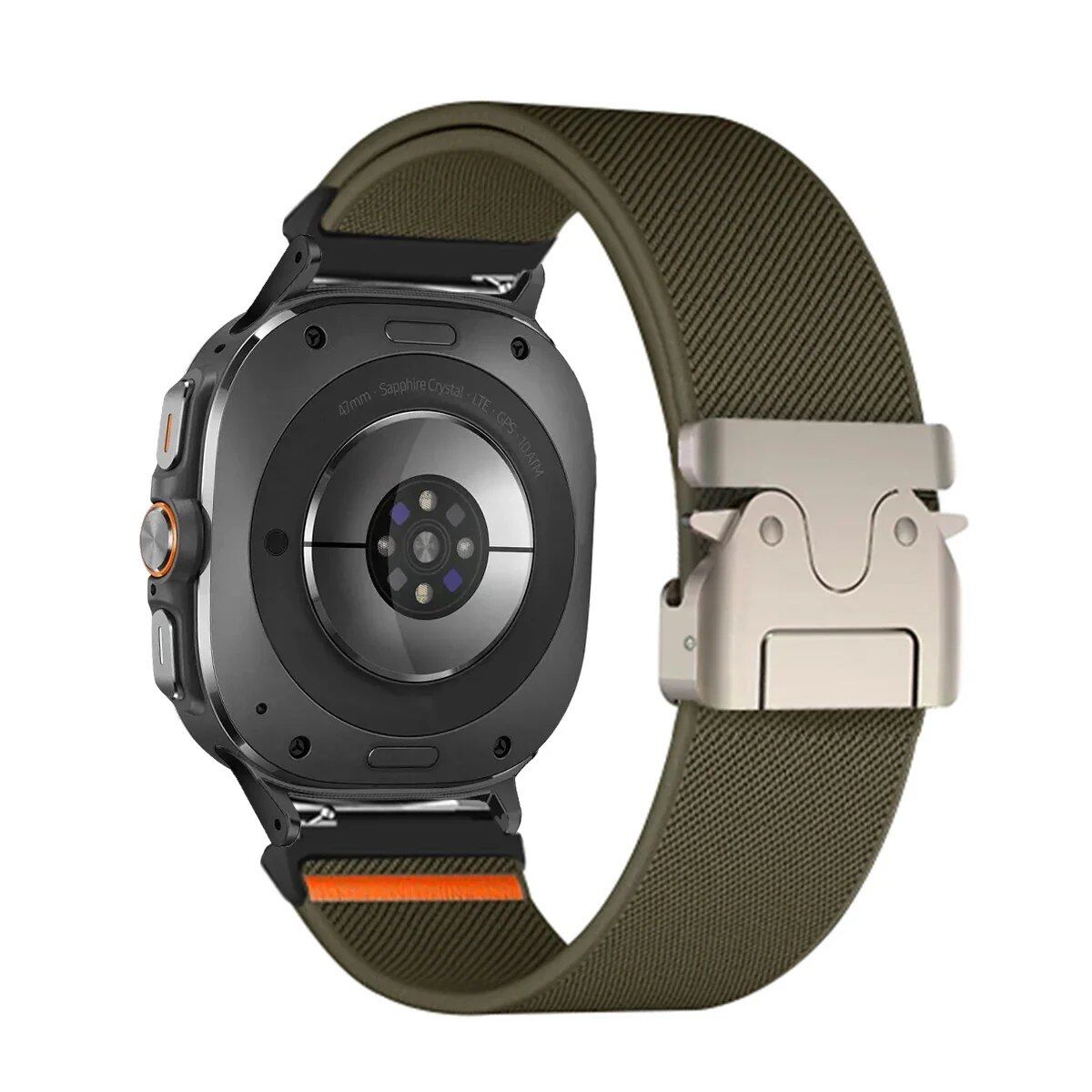 47mm Sport Nylon Bracelet Braided Loop Strap for Samsung Galaxy Watch 7 Ultra. Band Color: Compatible with Galaxy Watch 7 Ultra. Parallel Import.