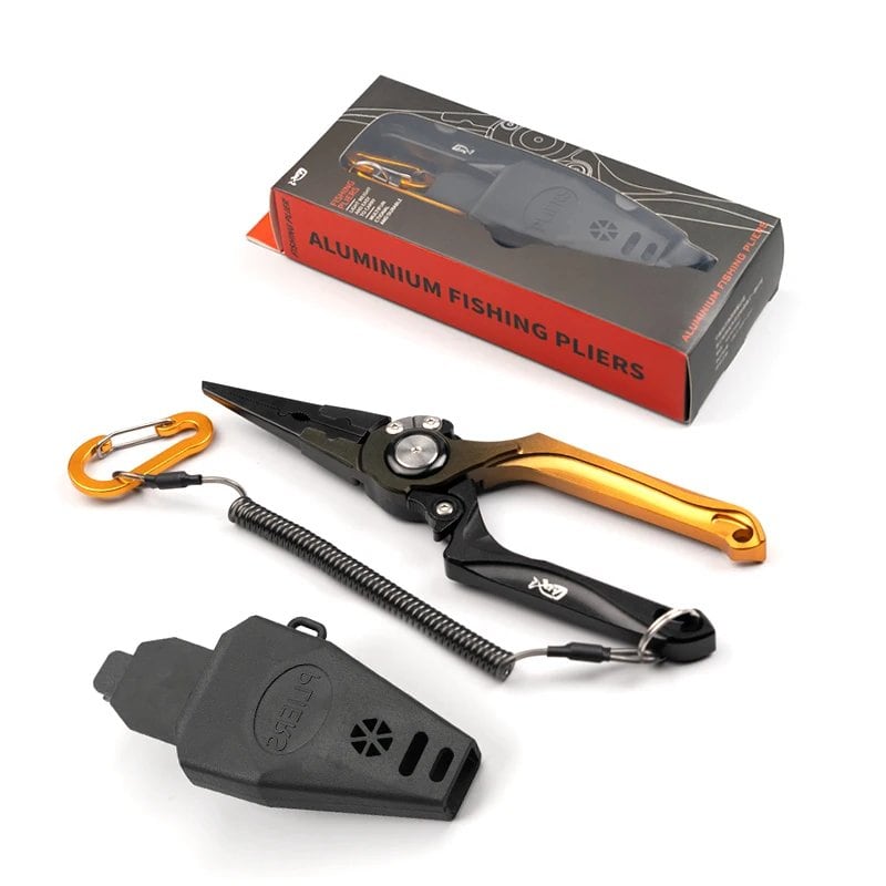 LINNHUE Folding Aluminum Alloy Fishing Pliers Set with Grip, Fishing Tackle, Hook Recover, Cutter, Line Split Ring, Accessories, Parallel Import