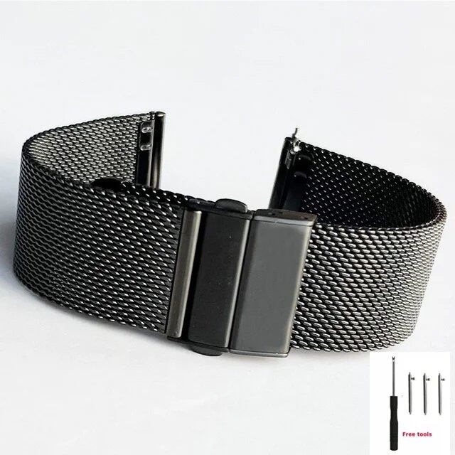 16mm, 18mm, 20mm, 22mm Quick Release Milanese Loop Mesh Watch Band with Stainless Steel Metal Folding Buckle, Wrist Strap, Accessories, Band Color: mm, Parallel Import