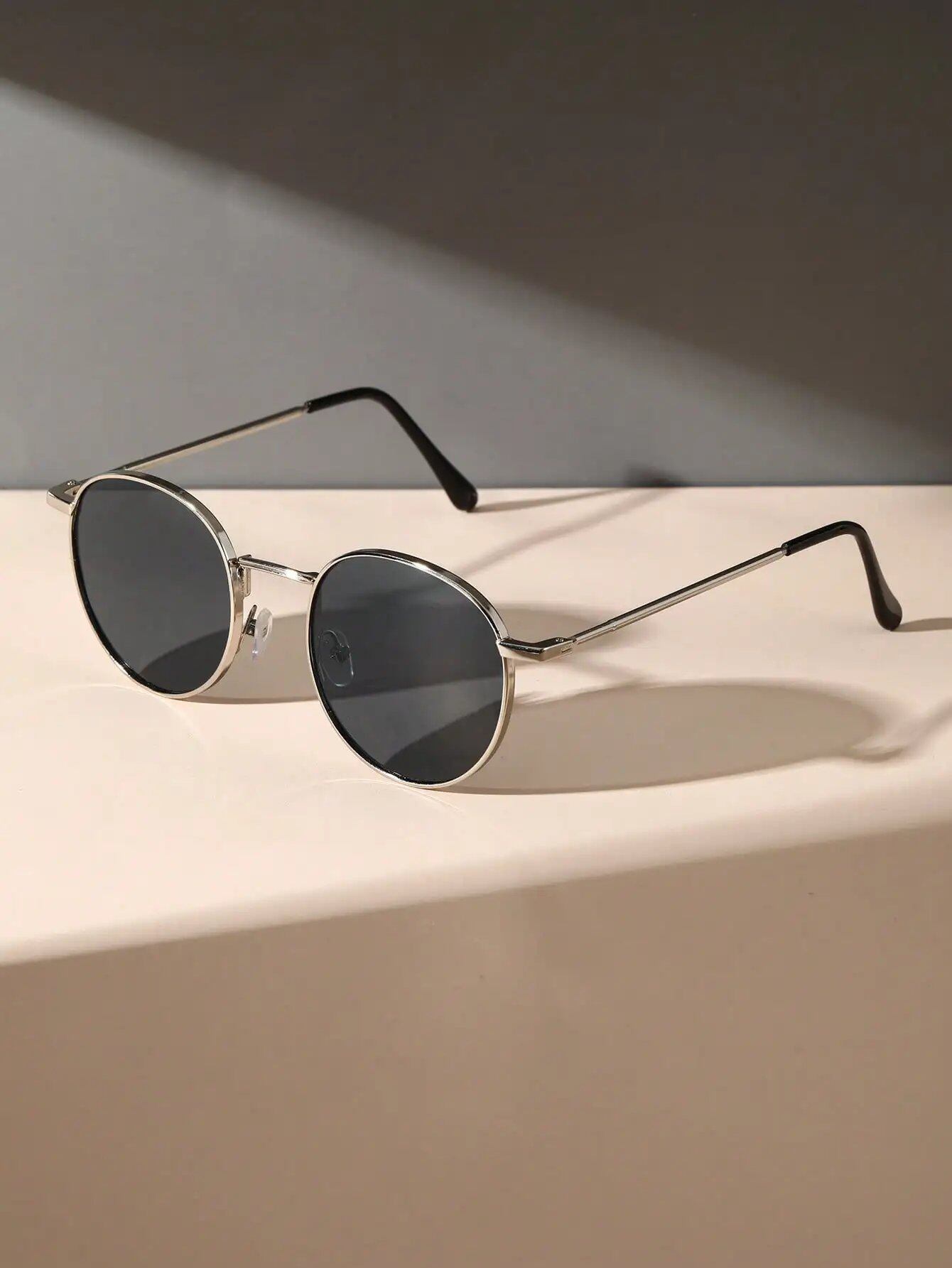 1/2-Piece Unisex Metal Round Frame Vintage Y2K Casual Sunglasses for Outdoors, Everyday Use, Vacation, Driving, and Clothing Accessories, Lens Color, Parallel Import