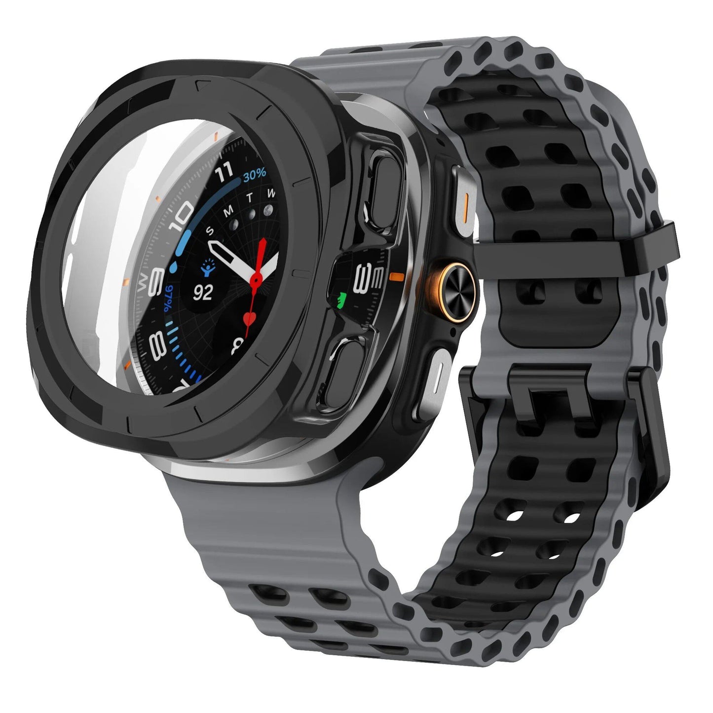 Samsung Galaxy Watch Ultra 47mm Sport Silicone Band, Marine Band + Case, Watch Band Accessory, Color: Compatible with Ultra 47mm Dial Diameter, Parallel Import