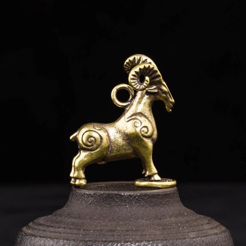 Set of 12 Brass Zodiac Tiger, Dragon, Rat, and Horse Miniature Figurines for DIY Animals, Fairies, Home Decor, Parallel Import