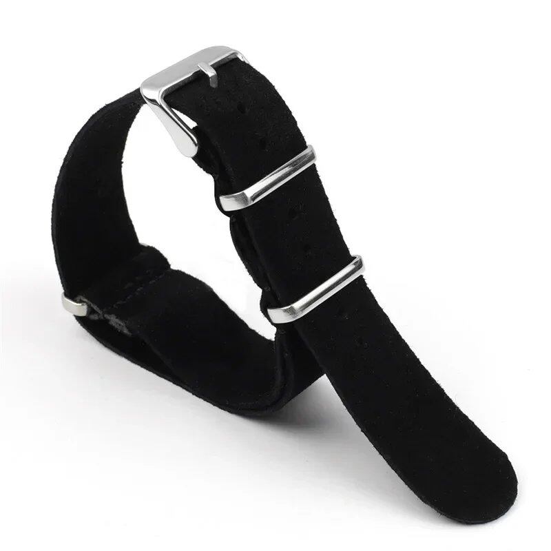 Vintage-inspired soft suede and genuine leather watch band for Seiko, Omega, and Samsung Galaxy Watch 4/5/6/7, 20mm and 22mm sizes. Men's bracelet. Band color: mm. Parallel import.