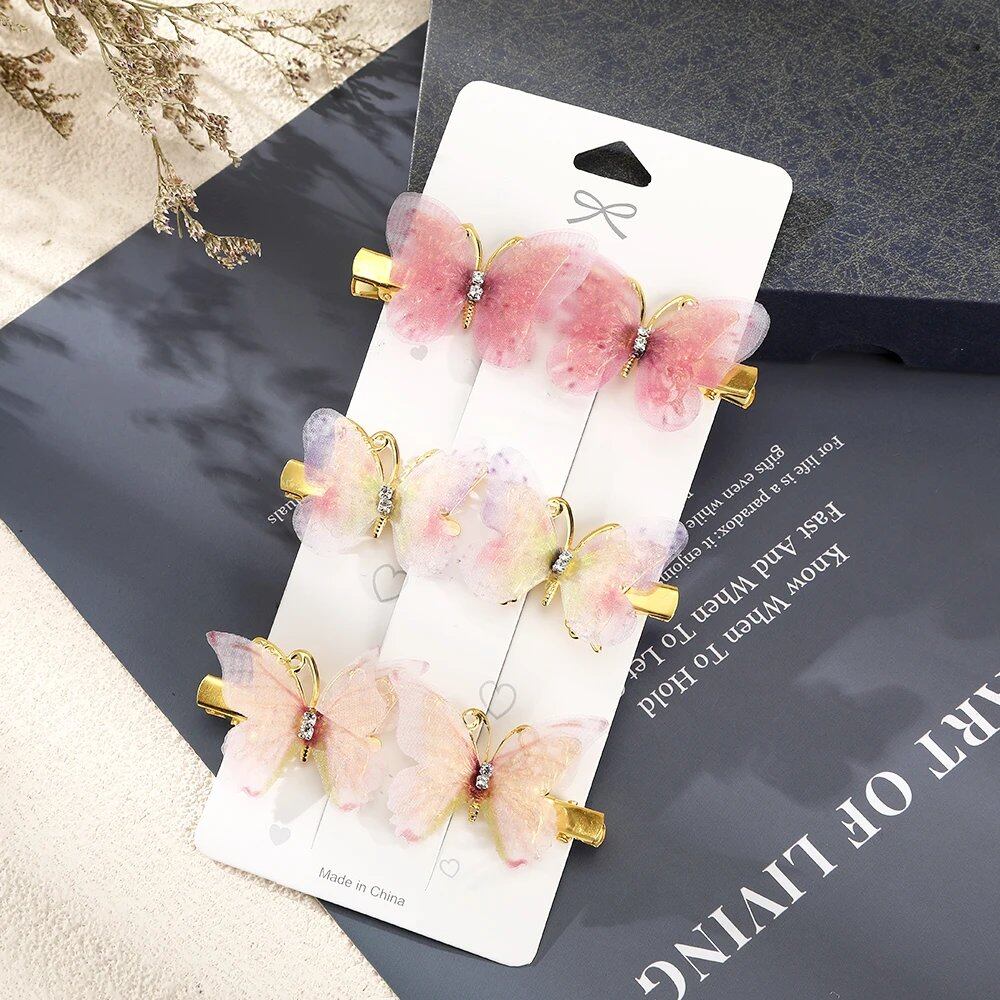 Korean-style Butterfly Hairpin, Elegant Metal Tassel Long Hair Clip for Women, Hanfu Style, Antique-Style Party Hair Accessory, Color: Imported
