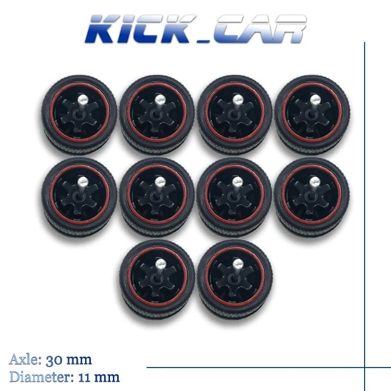 1/64 Scale 6-Spoke Wheels with Fixed Black Rubber Tires - Refit Parts for Toy Models and Diecast Cars (5-Pack for Hot Wheels) Color: Parallel Import