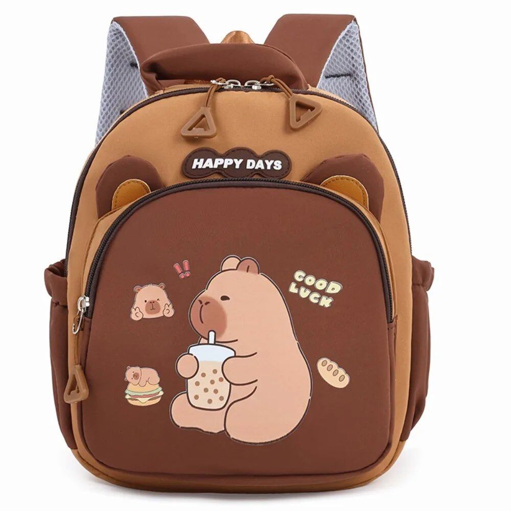 かわいいカピバラのキャラクターバッグ ナイロン製軽量スクールバッグ 大容量多機能幼稚園リュック カラー:0 並行輸入品