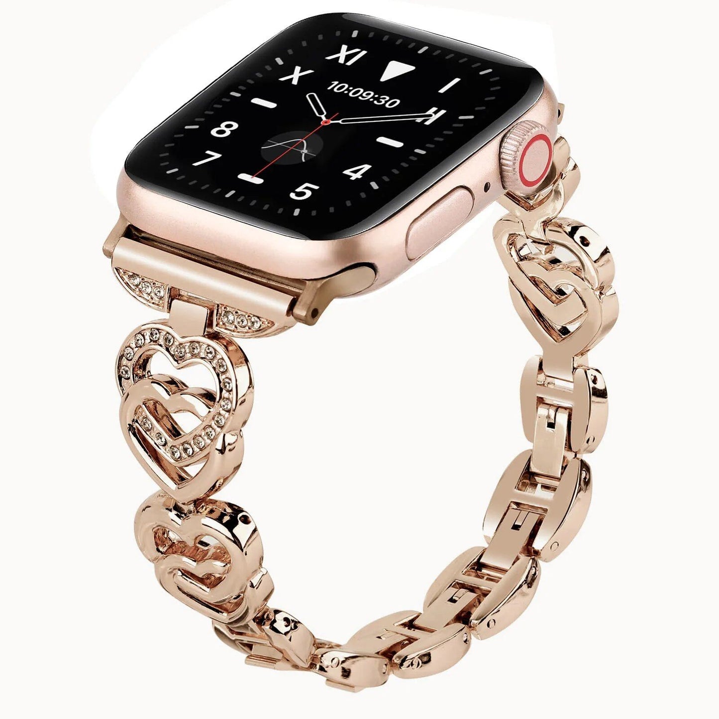 Diamond Heart Strap for Apple Watch, Metal Bracelet, 40mm, 44mm, 38mm, 45mm, 41mm, 49mm, 42mm, Compatible with iWatch Series SE, 7, 6, 3, 5, Ultra, 2, 8, and 9, Band Color: mm, Parallel Import