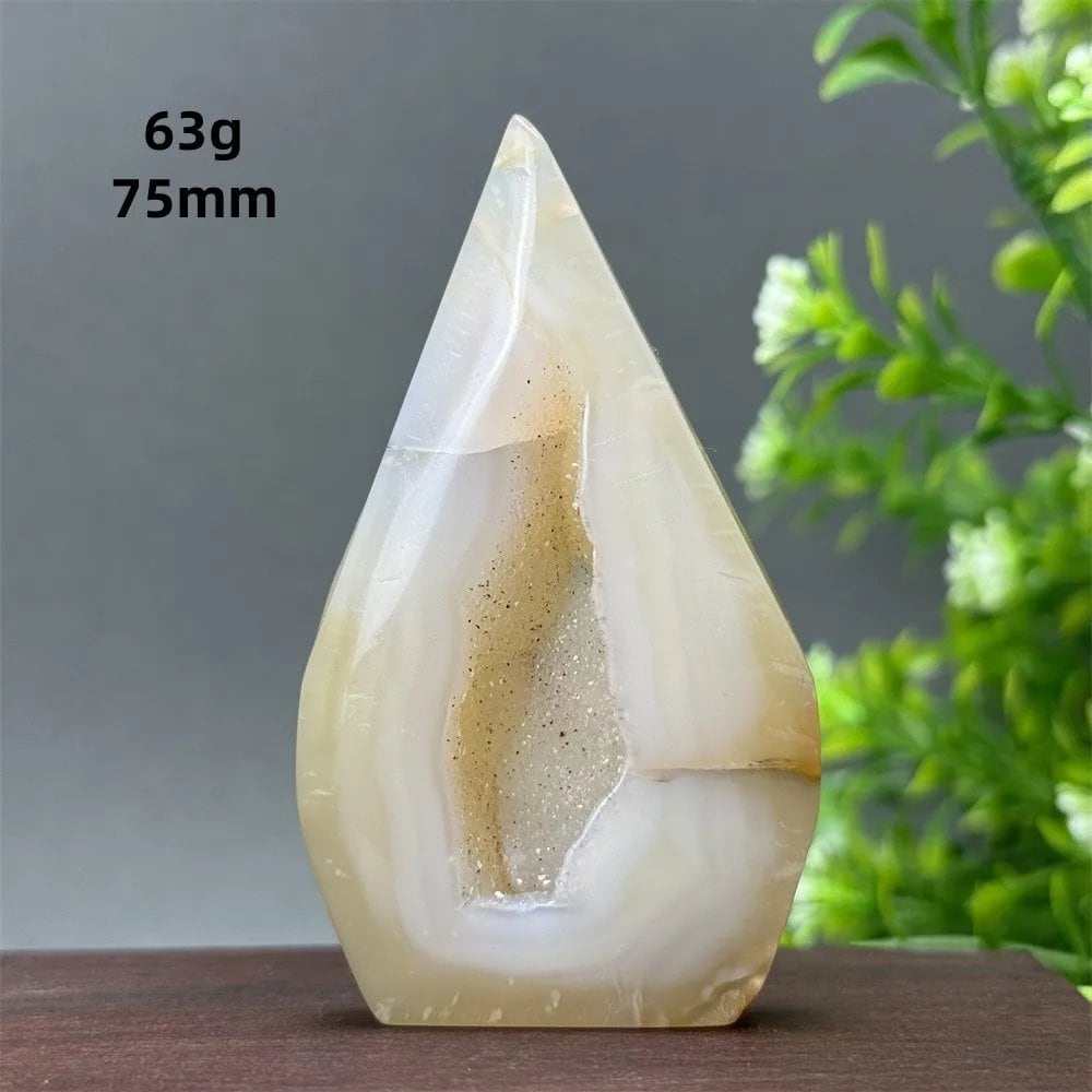 Natural Yellow Agate Geode, Freeform Torch, Mineral Energy, Home Furnishings, Meditation, Aura, Prayer, Altar, Gift, Parallel Import