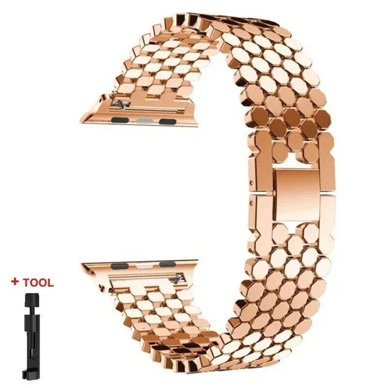 Stainless steel band for Apple Watch, 45mm, 42mm, 40mm, 41mm, 44mm, metal strap, compatible with iWatch Ultra 2/Series 9/8/7/6/SE/5, bracelet, band color: mm; Ships from: Parallel import