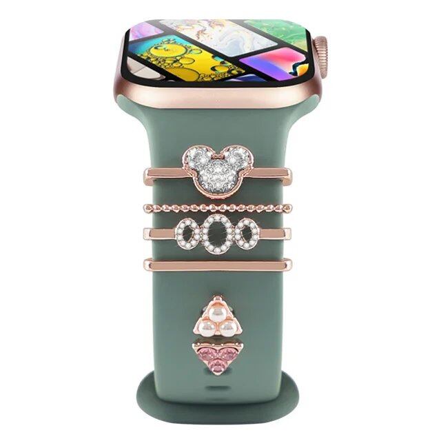 Diamond Jewelry-Embossed Band for Apple Watch Ultra 2, 9, 8, and 7, Compatible with Samsung and Huawei, 20/22mm Bracelet Strap, Band Color: ; Ships from: Parallel Import