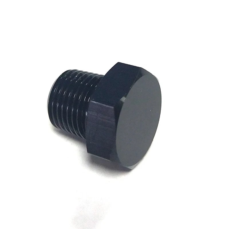 1/8 NPT Male Pipe Plug, Aluminum Hex Cap, Fuel Hose Tube Nut, Fitting Adapter, Black Anodized, Parallel Import