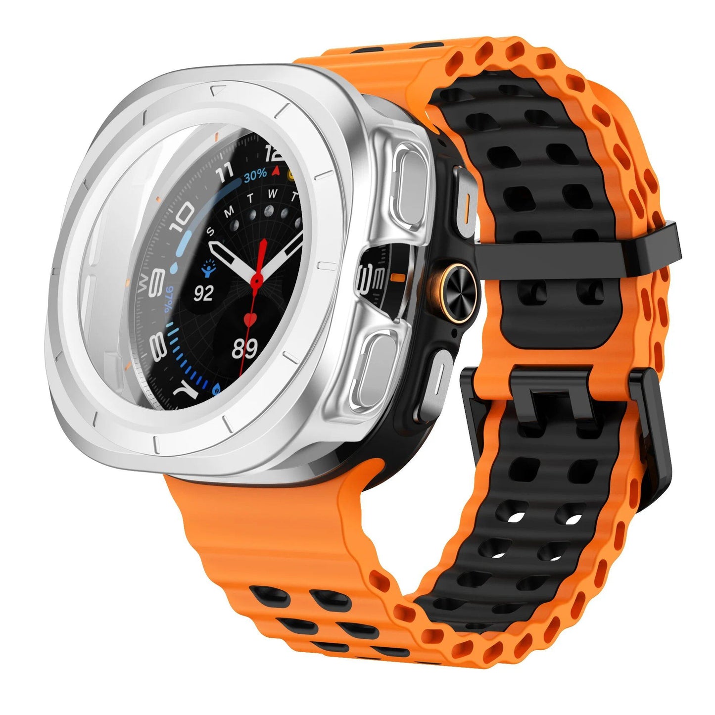 Samsung Galaxy Watch Ultra 47mm Sport Silicone Band, Marine Band + Case, Watch Band Accessory, Color: Compatible with Ultra 47mm Dial Diameter, Parallel Import
