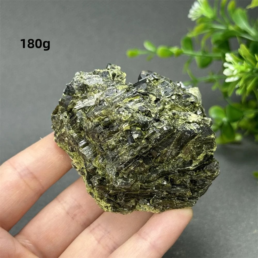 Natural Green Tourmaline Rough Stone Specimen Collection for Aura Healing, Meditation, and Energy Chakra Use. Gemstone Home Furnishing Gift. Parallel Import.