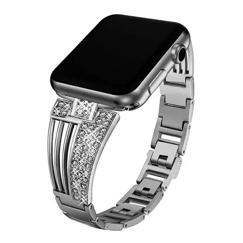 Diamond Strap for Apple Watch 40mm, 41mm, 38mm, 44mm, 42mm, 45mm, 49mm, Luxury Crystal Steel Band Compatible with iWatch Series 8, 7, 6, SE, 5, 3, Ultra, Band Color: Parallel Import
