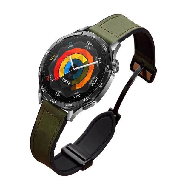 22mm Leather Silicone Band with Magnetic Buckle for Huawei Watch GT 5 Pro/GT5/GT4/GT3/GT2/Watch 4 Pro/Watch 3 Pro, Band Color: Parallel Import