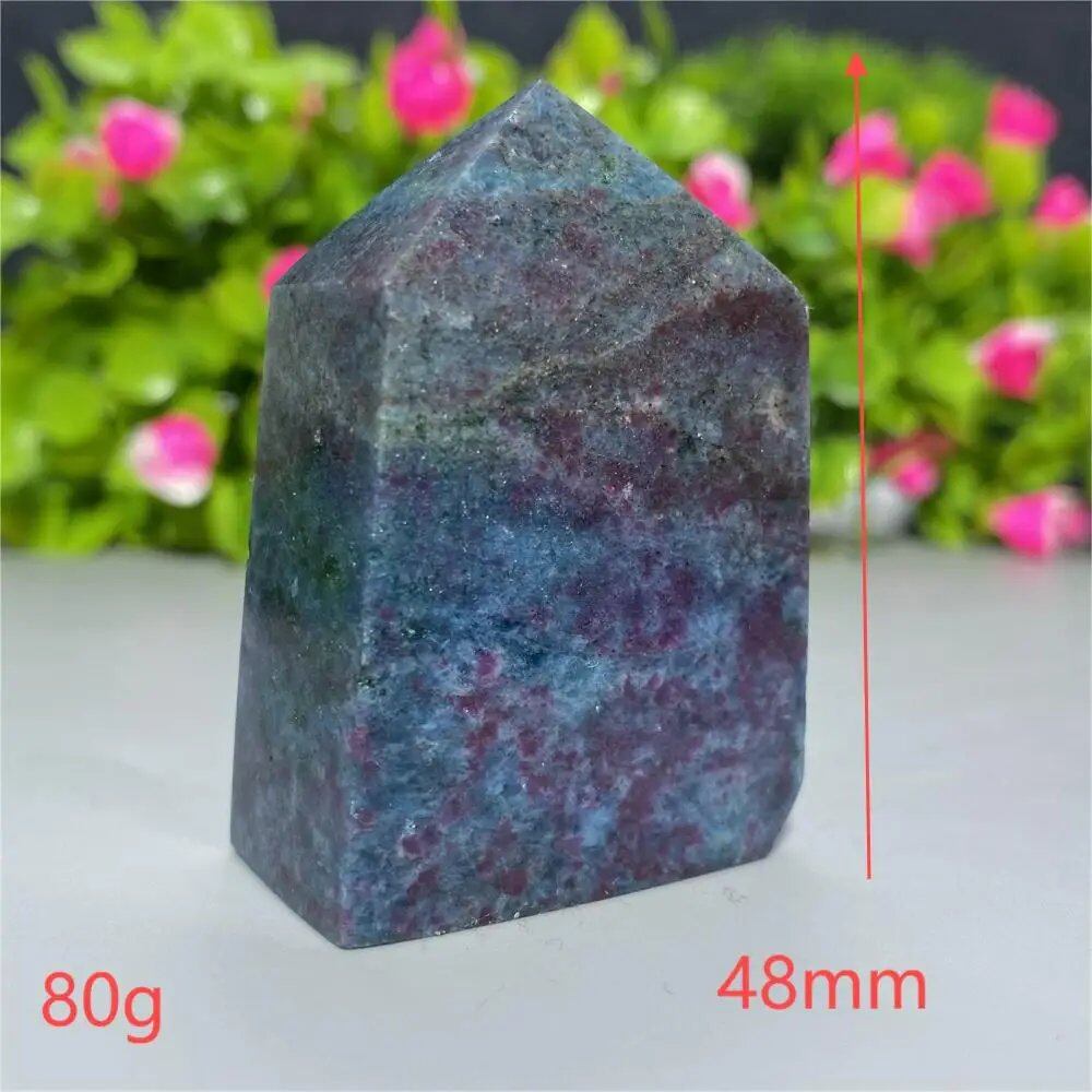 天然水晶 レッドグリーンサファイア 四角柱タワー 鉱物標本 スピリチュアル 瞑想 魔術 ギフトストーン 並行輸入品