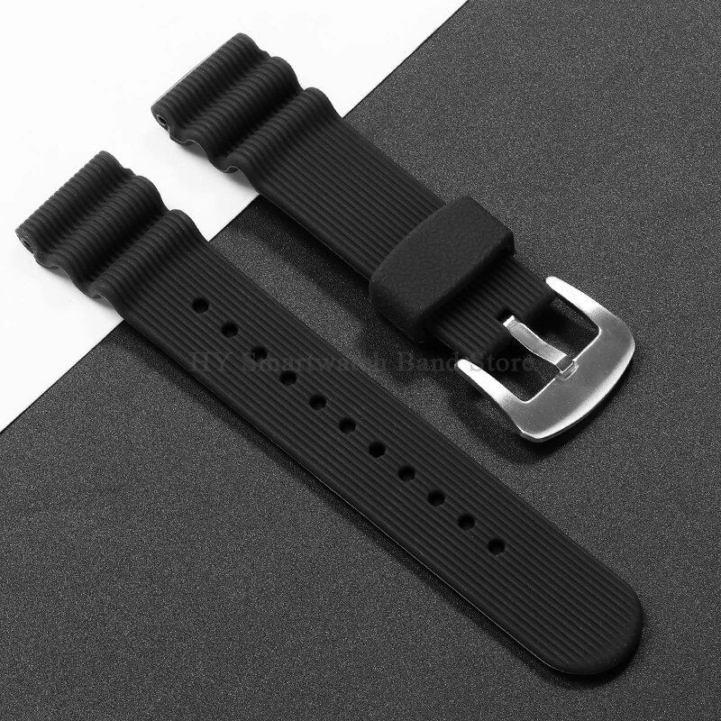 22mm Watch Strap for Seiko 007, Omega Dive Watch, Tudor Sport, Men's Waterproof Rubber Bracelet, Band Color: 22mm; Band Width: 22mm, Parallel Import
