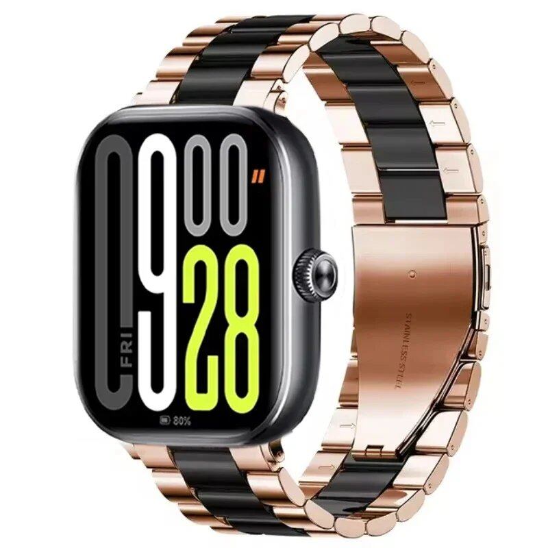Metal Strap for Redmi Watch 5/4 - Compatible with Xiaomi Band 9 Pro / Mi Band 8 Pro, Comfortable and Breathable Replacement Wristband, Bracelet, Band Color: Black, Band Width: Parallel Import