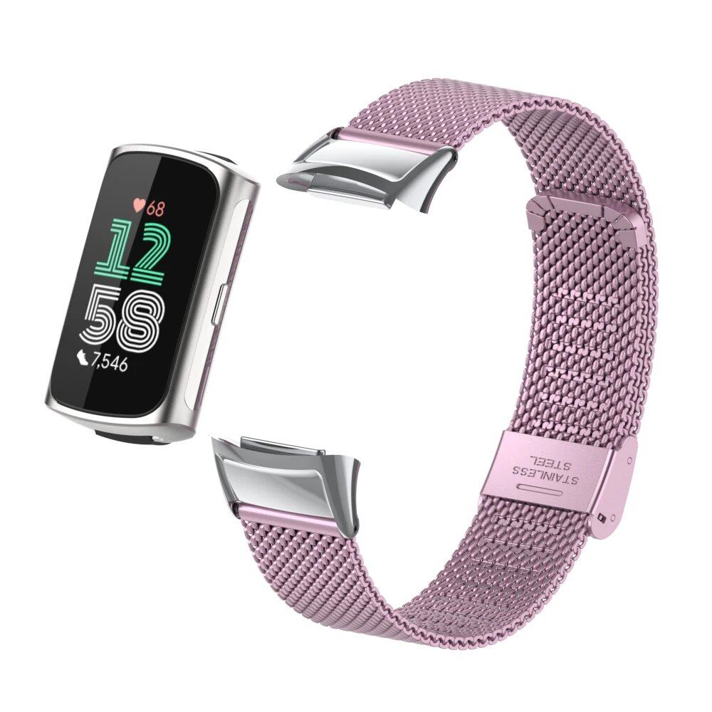 Stainless Steel Metal Strap Bracelet Replacement Smartwatch Band for Fitbit Charge 5/6, Band Color: Black, Band Width: Parallel Import
