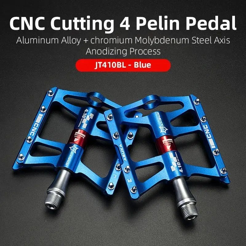 ROCKBROS Mountain Bike Pedals, Lightweight Aluminum Alloy, 4 Bearings, MTB/BMX Flat Pedals, Color: JT410, Parallel Import