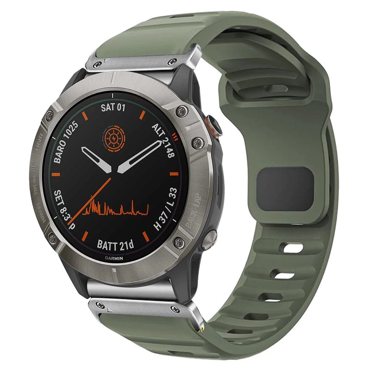 QuickFit Silicone Strap for Garmin Fenix 8, E, 7, 7X, 6X, Pro, 5X Plus, Epic, Pro Gen 2, 47mm, 51mm, Enduro 3, Gapless, 22mm, 26mm, Watch Band, Size: 2; Ships from: Parallel Import