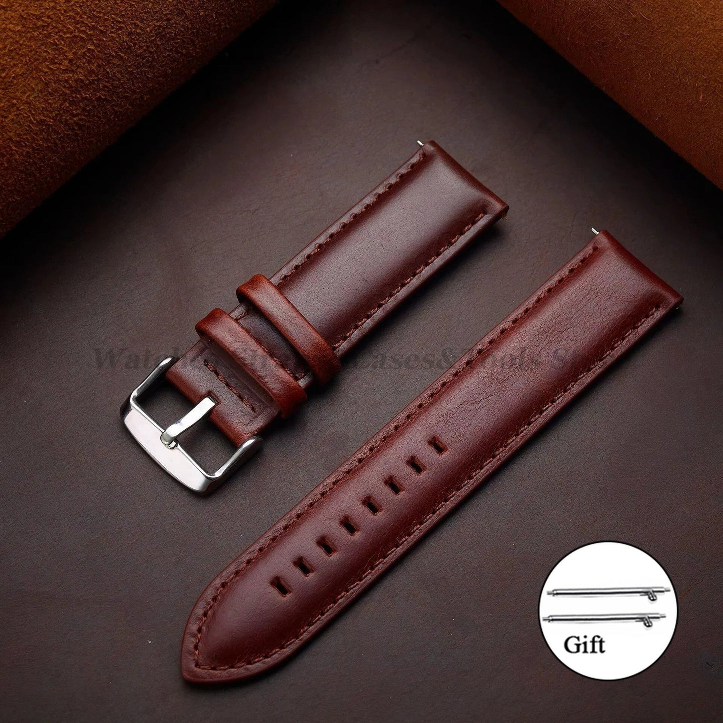 Genuine Leather Watch Band, Vintage Style, 18mm, 20mm, 22mm, 24mm, 26mm, DW Compatible, Quick Release, Universal Wristband, Band Color: mm, Parallel Import