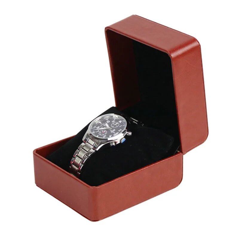 Vintage-inspired PU leather watch case, stylish watch storage box, travel watch display box, parallel import
