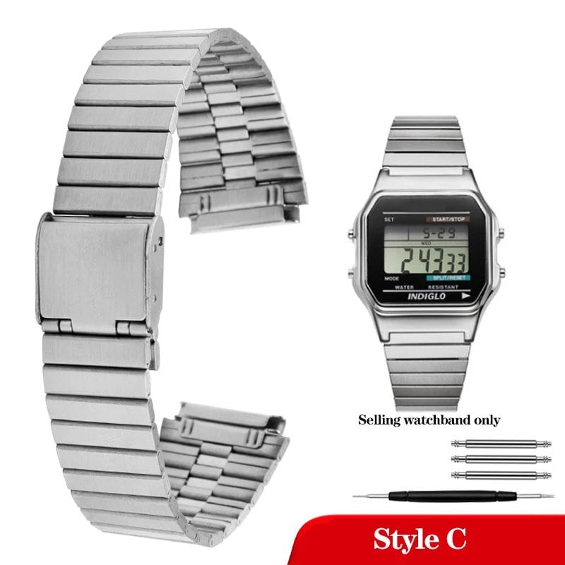 Casio 18mm Slim Steel Watch Band for A158, A159, A168, A158W, AQ-230, LA-680, B650, and AEQ-110. Metal Bracelet Strap. Band Color: 18mm; Band Width: Parallel Import.