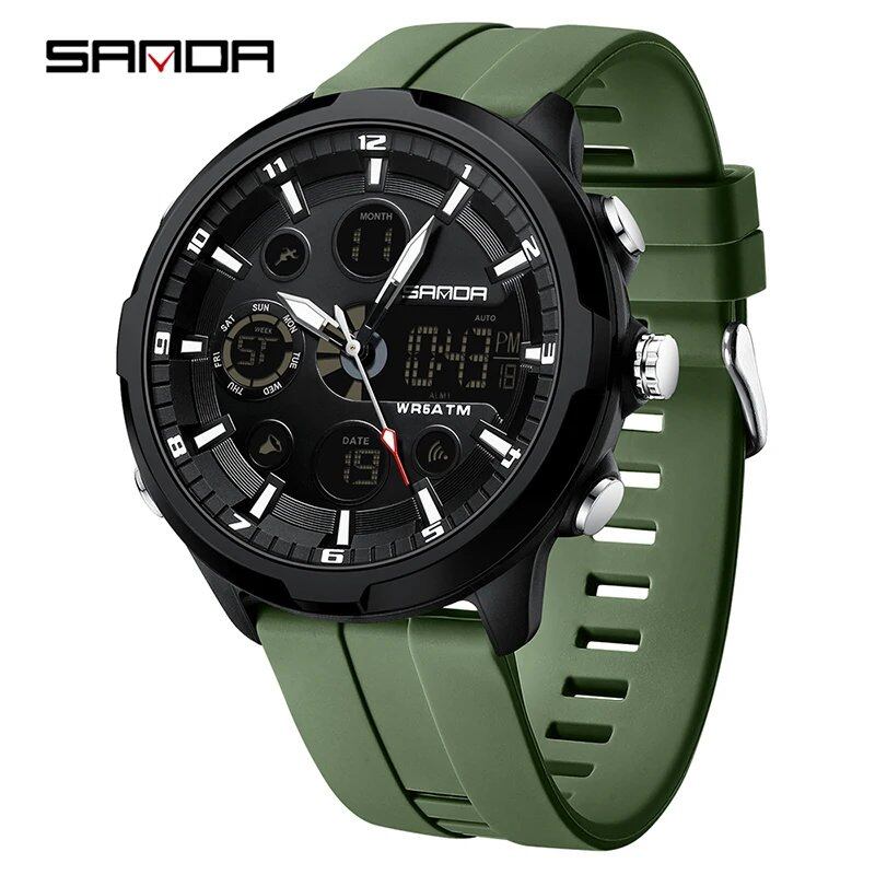 SANDA Top Brand Sports Military Men's Watch, Luxury Digital Wristwatch, 50m Water Resistant, Quartz Movement, Parallel Import