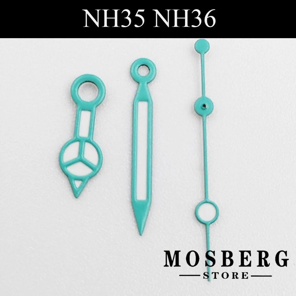 NH34 Watch Hands, Green, Luminous Compatible with ETA 2824, 2836, Miyota 8215, 8205, 821A, DG2813, and 3804 Automatic Movements, Accessory Parts, Color: Parallel Import