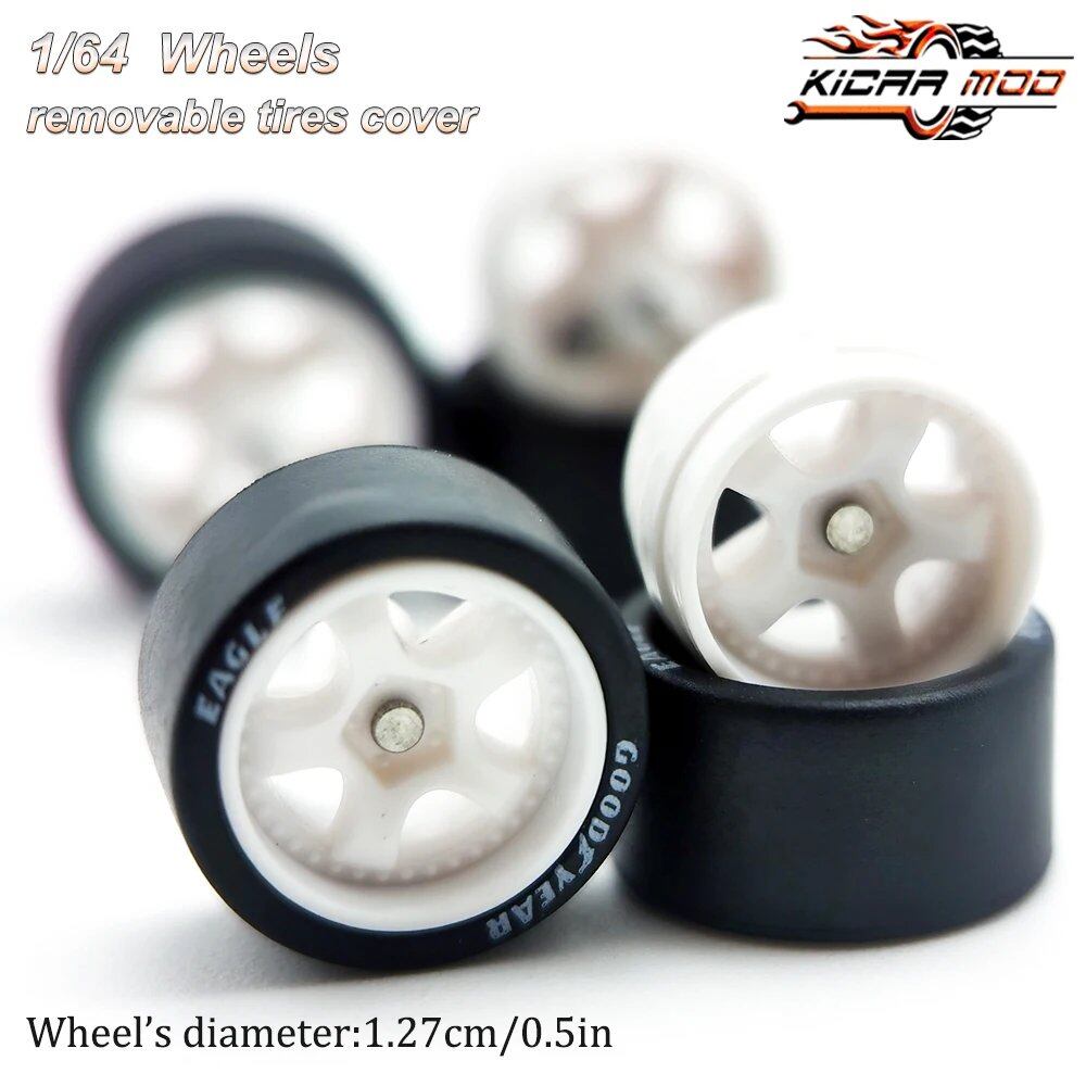 1/64 Scale Work S1 Rubber Tire Wheels, Large Size, Diecast Model Car Modification Parts for Hot Wheels, Matchbox, and Tomica, D:13mm, 1 Set, Parallel Import