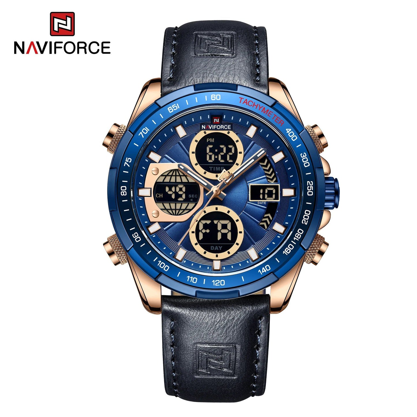 NAVIFORCE Men's Fashion Military Watch, Luxury Original Sports Chronograph, Waterproof Quartz Digital Wristwatch, Parallel Import