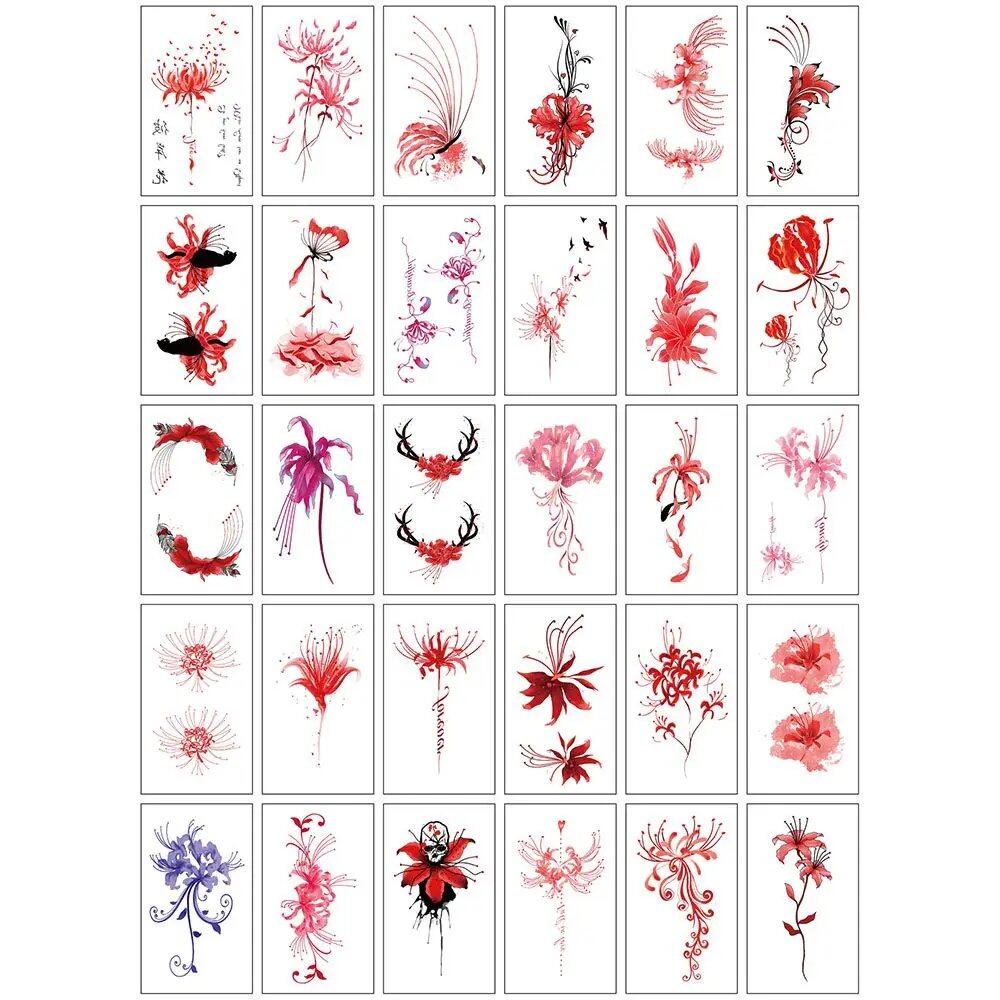 10/20/30/50 Sheets of Waterproof Temporary Tattoo Stickers, Removable Body Art, Butterfly and Flower Designs for Men and Women, Stylish, Imported