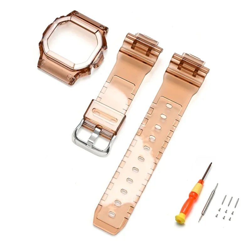 Transparent Rubber Silicone Protective Case Strap Watch Band Bracelet for Casio G-Shock DW-5600, DW-5000, GW-M5610, and GLX-5600, Band Color: 0 Series, Parallel Import