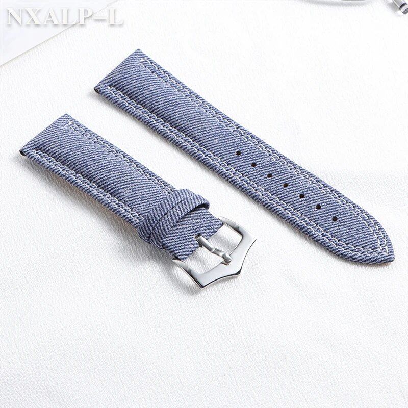 Denim, Canvas, Nylon Watch Strap, 18mm, 20mm, 22mm Leather Watch Band, Compatible with Seiko and Omega Watches, Bracelet, Smartwatch Wristband, Accessories, Band Color: mm, Parallel Import