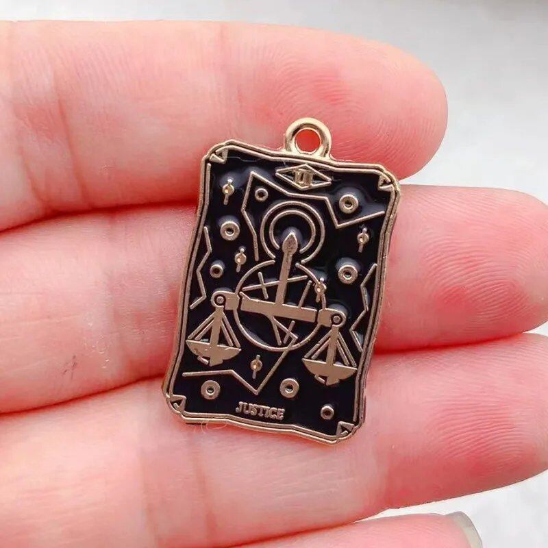 Set of 10 Tarot Card Charms, Magical Divination Craft Metal Charms Pendants for DIY Earrings, Bracelets, Jewelry Making, Handmade Crafts, Metal Color: Parallel Import