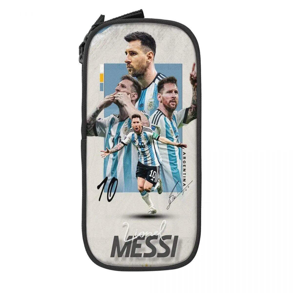 Soccer Messi Pencil Case, Large Capacity, Student Pencil Case, Stationery, School Supplies, Makeup Pouch, Size: L; Parallel Import