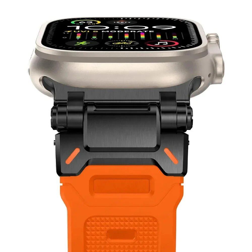 TPU Sport Strap for Apple Watch - Compatible with 10 (46mm), 9 (45mm), and Ultra 2 (49mm). Titanium-colored silicone band for iWatch 8/7/SE/6/5/4 (44mm/42mm). Band Color: mm; Ships from: Parallel Import.