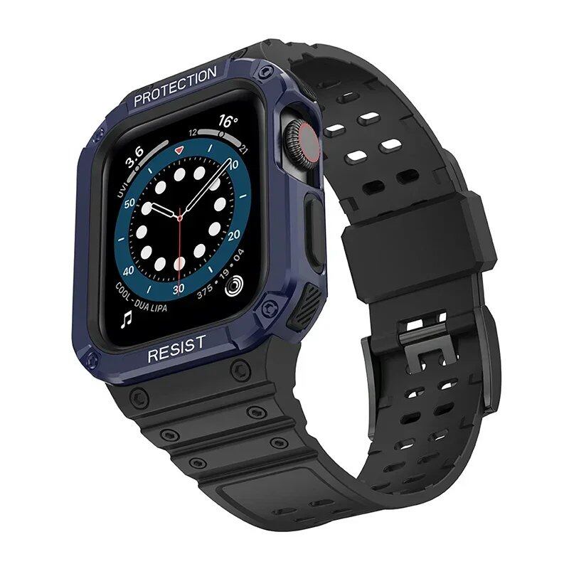 TPU Band Case for Apple Watch 45mm/49mm/44mm/41mm/40mm - Compatible with iWatch Ultra/7/8/6/5/4, Sport Strap, Wristband, Accessory, Band Color: mm, Parallel Import