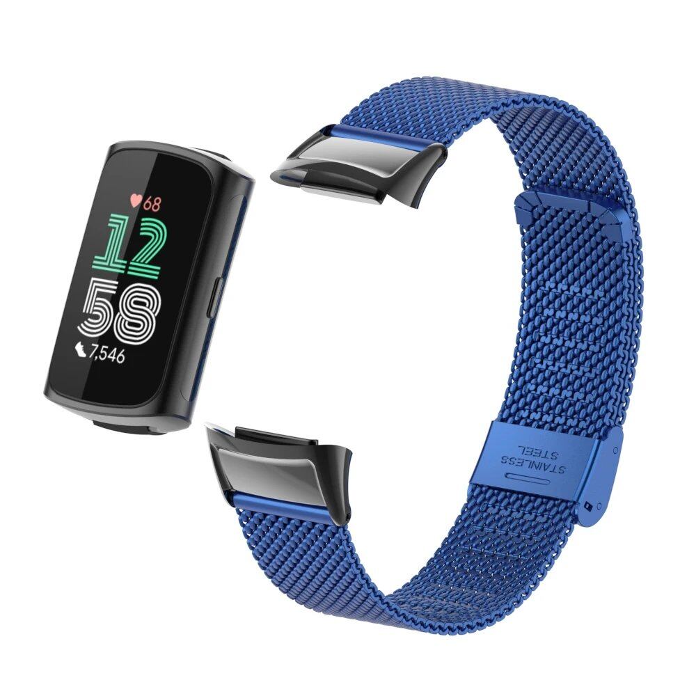 Stainless Steel Metal Strap Bracelet Replacement Smartwatch Band for Fitbit Charge 5/6, Band Color: Black, Band Width: Parallel Import