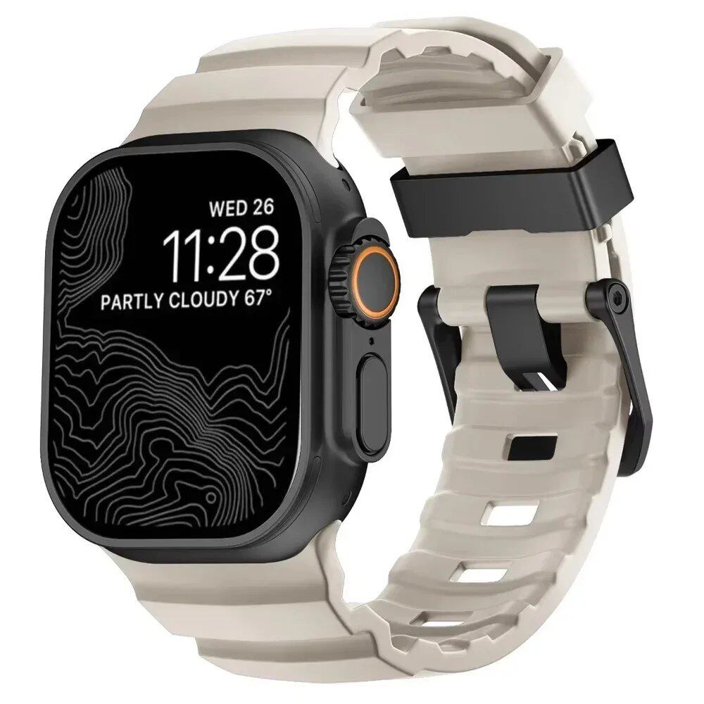 Sport Band for Apple Watch Ultra 2/10/9/8/7/6/SE/5/4 - Soft Silicone and Titanium Bracelet Strap, Compatible with iWatch 42mm, 44mm, 45mm, 46mm, and 49mm Band Colors: 42mm, 44mm, 45mm, 46mm, and 49mm Band Widths (Imported)