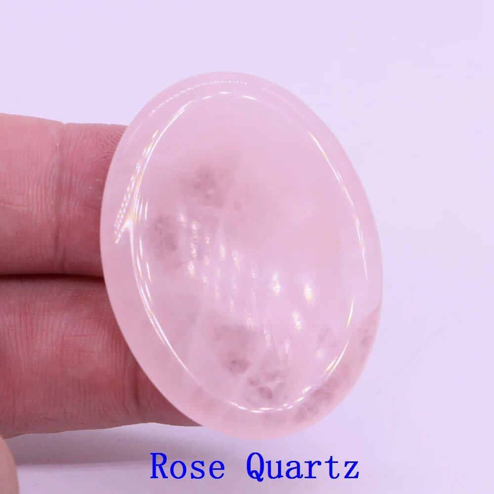 35x45mm Thumb Worry Stone (Stress Relief Stone for Thumb) Oval Massage Quartz Healing Crystal Chakra Energy Therapy Meditation Spiritual Natural Gemstone Decoration Size: Parallel Import