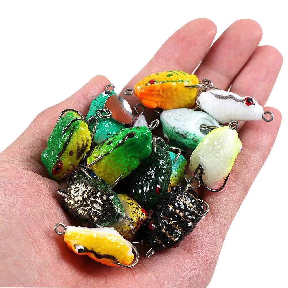 Pack of 5 Mini Frog Soft Baits, 25mm, 3g, Double Hide Hooks, Fishing Lures, Bionic Sequin Frog Baits, Artificial, Realistic Thunder Frog Lures, Size: Parallel Import
