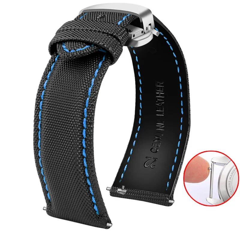 20mm, 21mm, 22mm, 23mm, 24mm Nylon & Leather Watch Band for Tag Heuer, Citizen, and Seiko 5. Men's and Women's Canvas Watch Strap. Band Color: mm. Parallel Import.