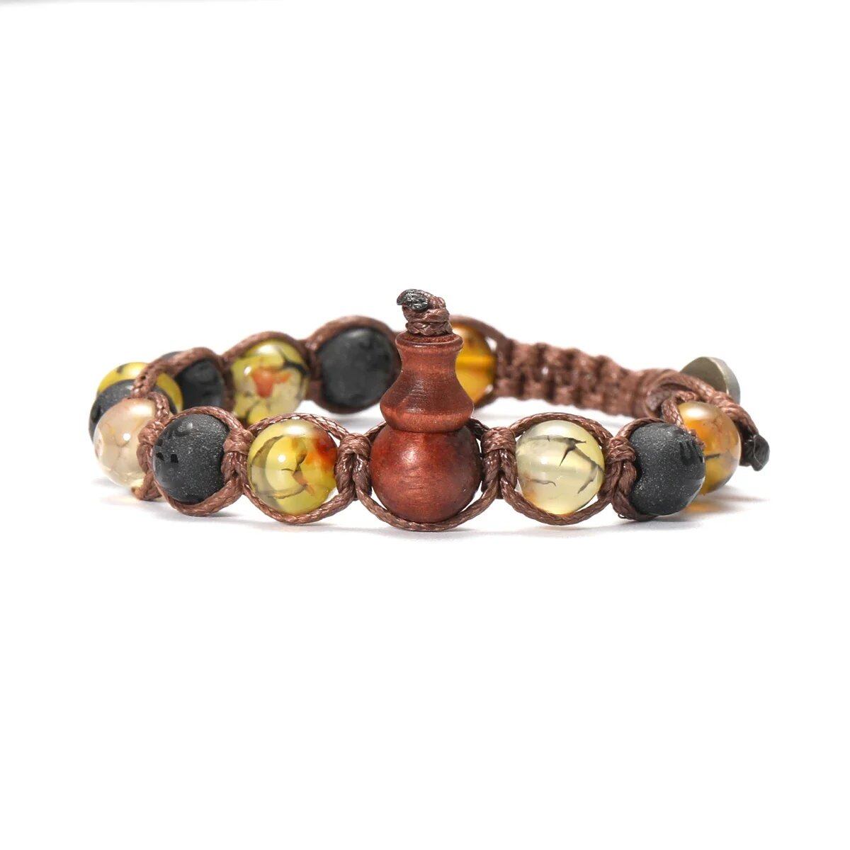 Natural Stone Prayer Bracelet, Tibetan Prayer Beads, Handmade Men's and Women's Bracelet, Yoga & Meditation Jewelry, Metal Color: Style, Parallel Import