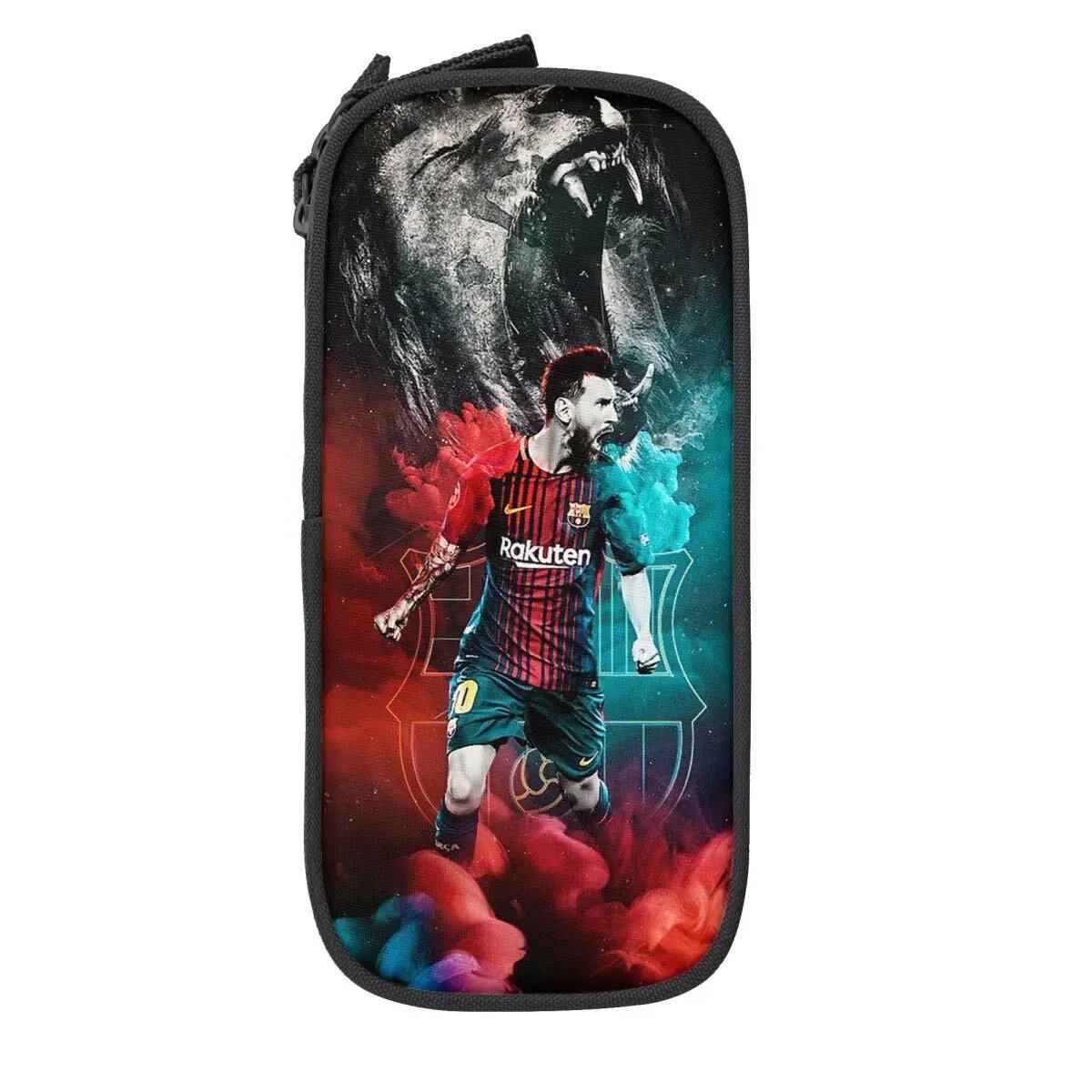 Soccer Messi Pencil Case, Large Capacity, Student Pencil Case, Stationery, School Supplies, Makeup Pouch, Size: L; Parallel Import