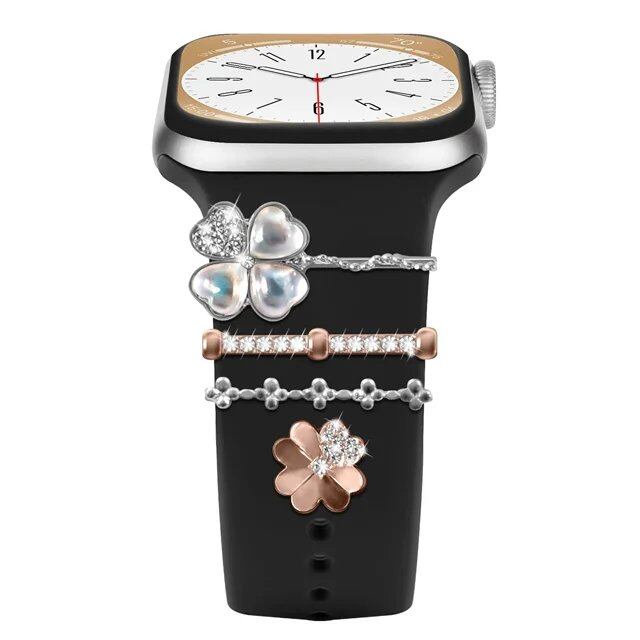 Diamond Jewelry-Embossed Band for Apple Watch Ultra 2, 9, 8, and 7, Compatible with Samsung and Huawei, 20/22mm Bracelet Strap, Band Color: ; Ships from: Parallel Import